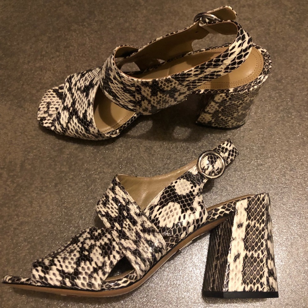 Michael kors collection real genuine snakeskin leather block heels 40 9 9.5 10
